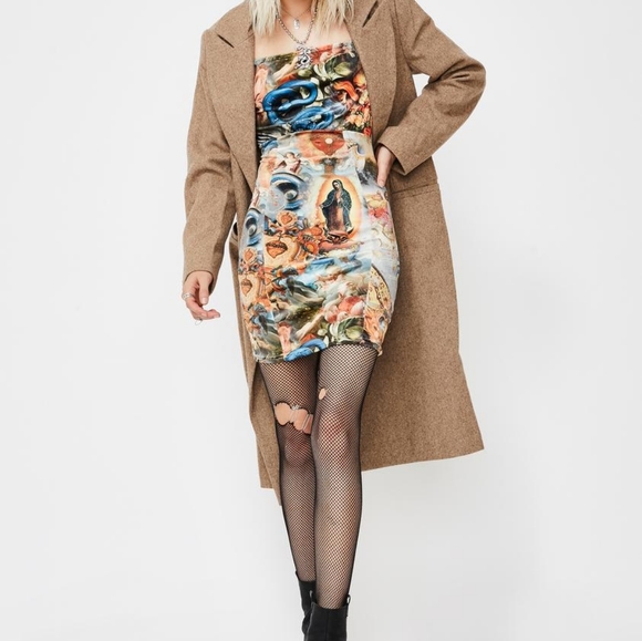 New Girl Order velvet babydoll dress with painting print - Picture 2 of 8